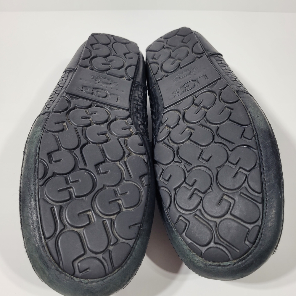 UGG Men’s Black Woven Leather Slip-On Loafers - Picture 14 of 16